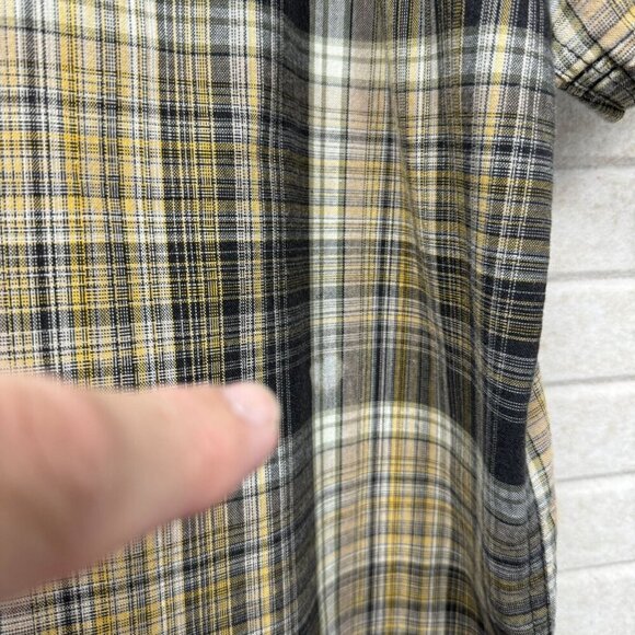 Dickies Men’s Short Sleeve Windowpane Plaid Work Shirt XL Brown Black Button-Up - Picture 7 of 8